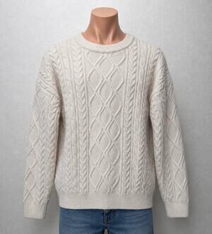 Aelfric Eden Cream Cable Knit Crewneck Sweater L
